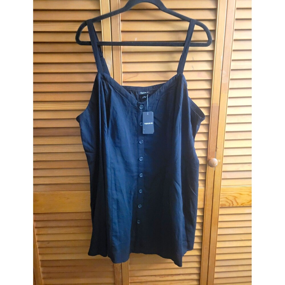 Torrid Black Solid Button-Front Sleeveless Tank Top Sz 3XL Regular